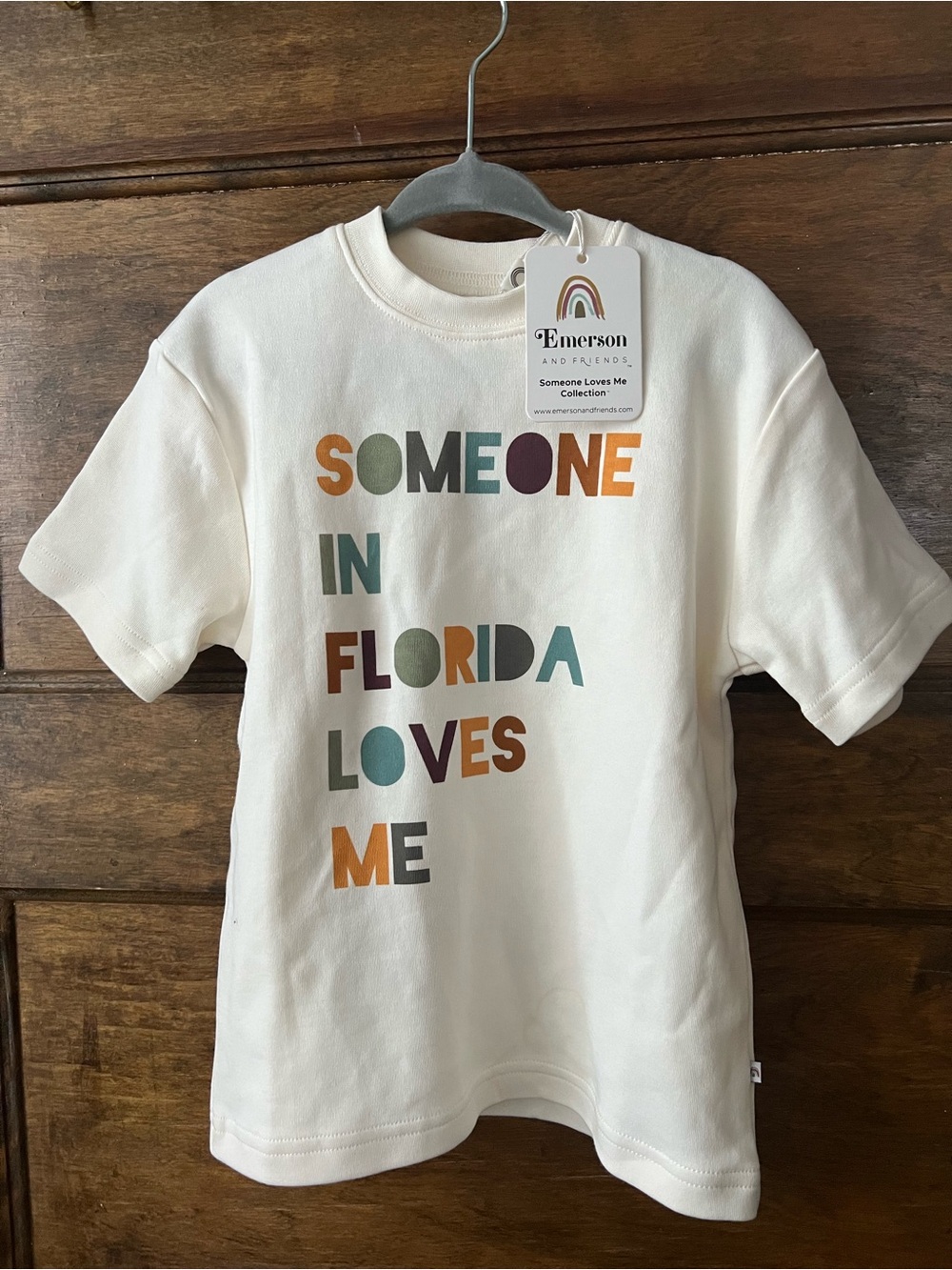 Emerson And Friends "Someone in Florida Loves Me" 100% Cotton Cream Tee NWT 2/3T